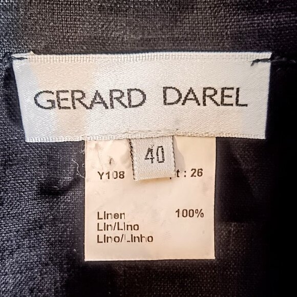 Gerard Darel Black Tan Contrast Trim Linen Blazer - Picture 5 of 6